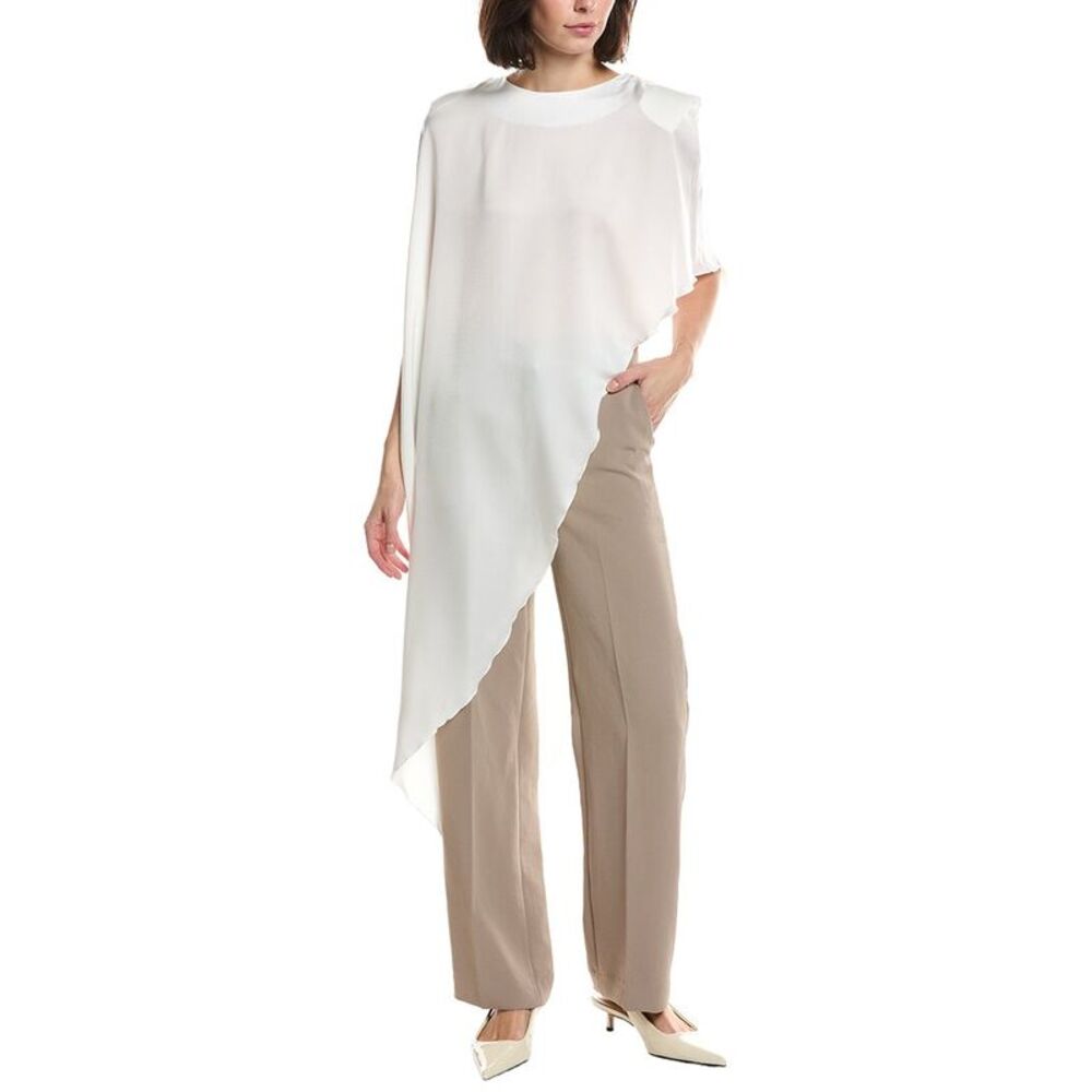 Hl Affair Womens Extreme Asymmetrical Top, White
